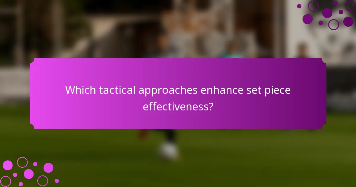 Which tactical approaches enhance set piece effectiveness?
